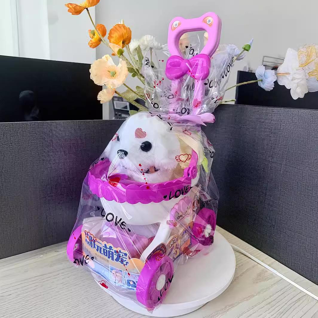 Electric Plush Dog Toy with Stroller Set Interactive Walking Barking Puppy for Kids Girls Toddlers, Soft Stuffed Pet Toy with DIY Accessories, Perfect Birthday Christmas Gift, Viral TikTok Toy for Children Pretend Play