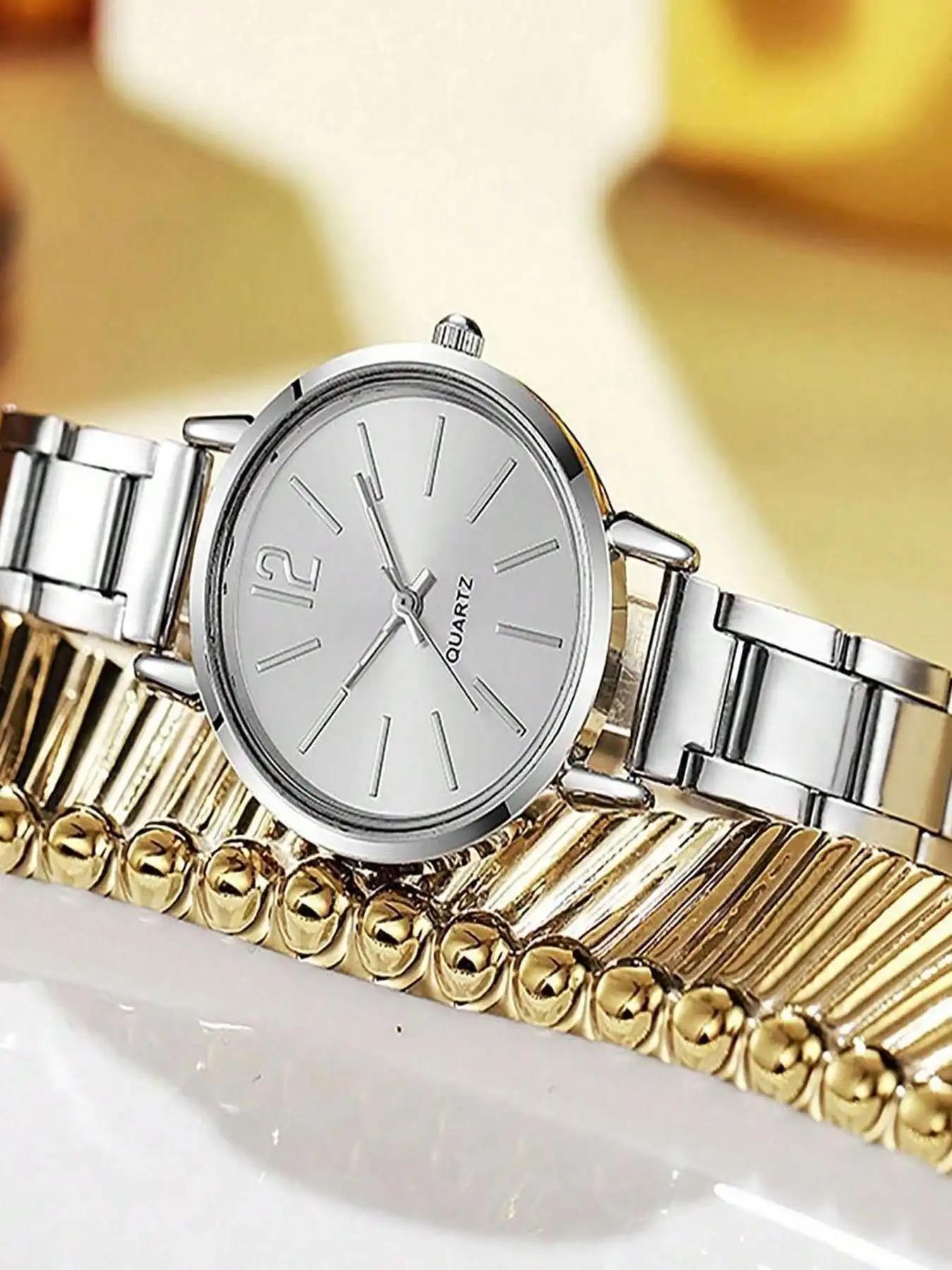 Fashionable quartz women's watch, luxurious and simple circular dial, elegant style, suitable for all seasons