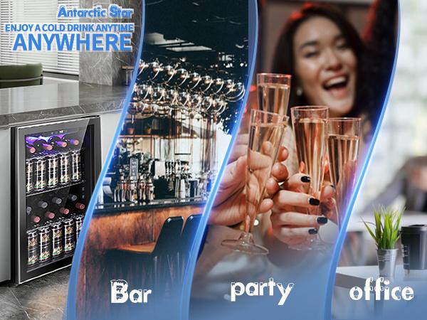 Antarctic Star Beverage Refrigerator Cooler 0.64-4.5Cu.ft 24-145 Can Wine Cooler Cabinet Mini Wine Cellar Beer Soda Clear Glass Door Bar Fridge Quiet Compressor Adjustable Temp Freestanding Indoor Use for Home Office Bar Freezer Box Durable