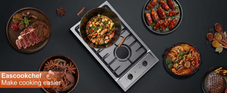 12 Inch Drop-In 2 Burner Gas Cooktop Stainless Steel NG LPG Convertible Propane Range RV Stove Built-In Cooktop GH001-122S-J