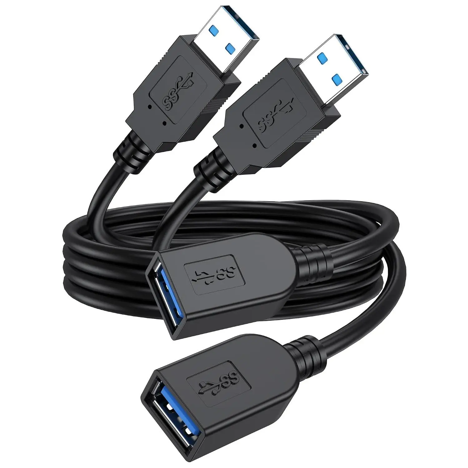 USB Extension  3ft 2 Pack, USB 3.0 Extender Cord 5Gbps Data Transfer