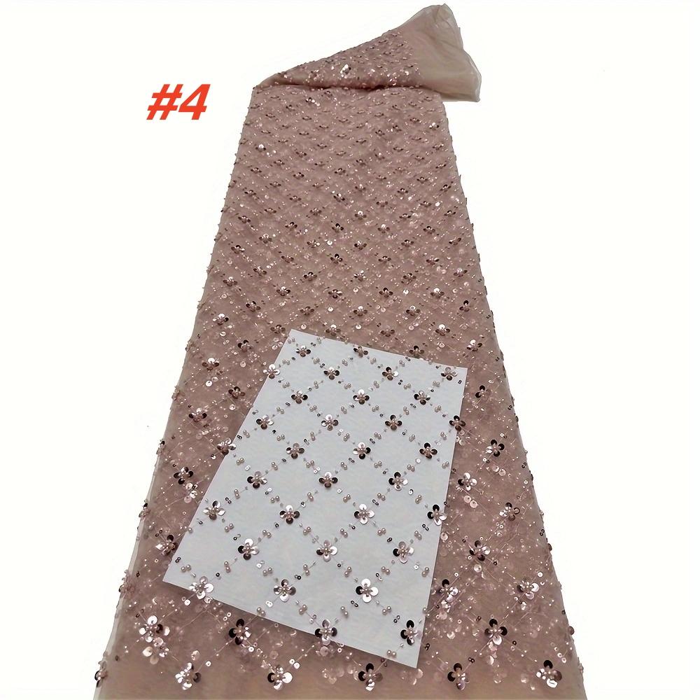 Luxury African Lace Fabric, High-Quality French Mesh Embroidery Beaded, Elegant Lace Trim, Perfect for Wedding Evening Events, Elegant Design