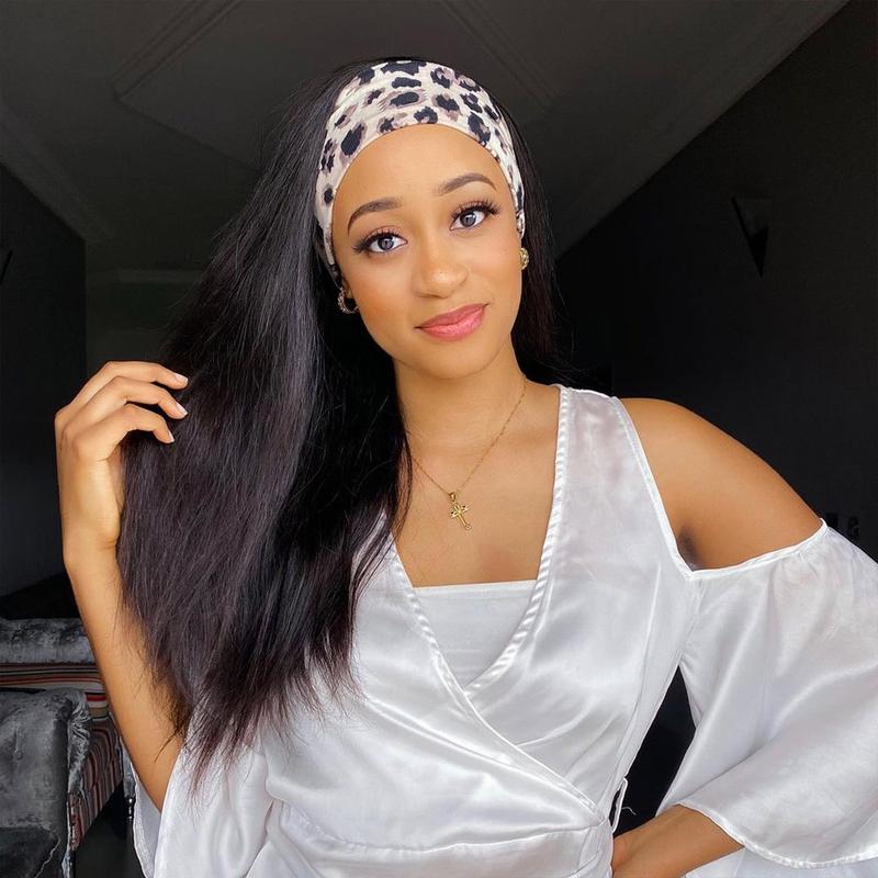 Bling Hair Headband Wig Straight Human Hair Wigs for Women 180% Density Brazilian Remy Hair Machine Made Headband Wig Non Lace Front Human Hair Wigs