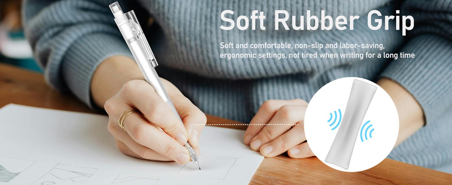 Four Candies Mechanical Pencil Set with Case - 3PCS Cute Pencils 0.5mm/0.7mm with 180PCS HB Lead Refills, 3PCS Erasers & 9PCS Eraser Refills, White Clear Mechanical Pencil for Students Drawing, Writing