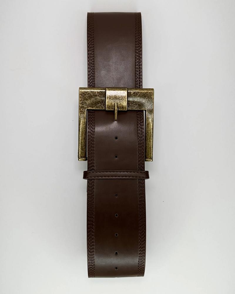 ChicMe Women's Plain Vintage Wide Leather Belt Fashion Buckle Waist Belts