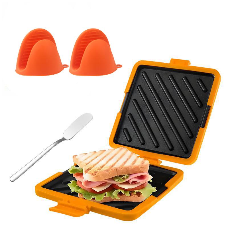 Microwave Bread Maker, Sandwich Maker, Panini Press, Multi-Function Small Toaster Oven, Easy Clean and Store, Perfect for Breakfast, Cheese Sandwiches, Snacks.Kitchen Appliance.