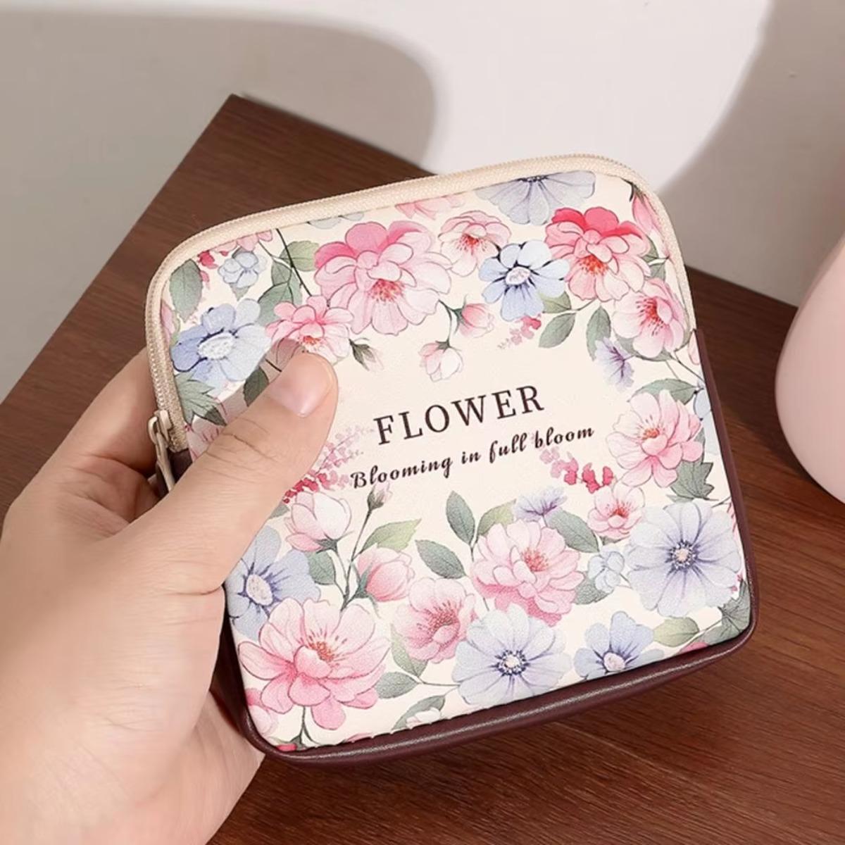 Creative PVC Sanitary Pads Bag Large Capacity Multipurpose Cosmetic Bag Coin Purse Mini Data Cables Organizer, Chic, Zipper, Compact, Organized, Casual, Multi-Use, Storage Bag