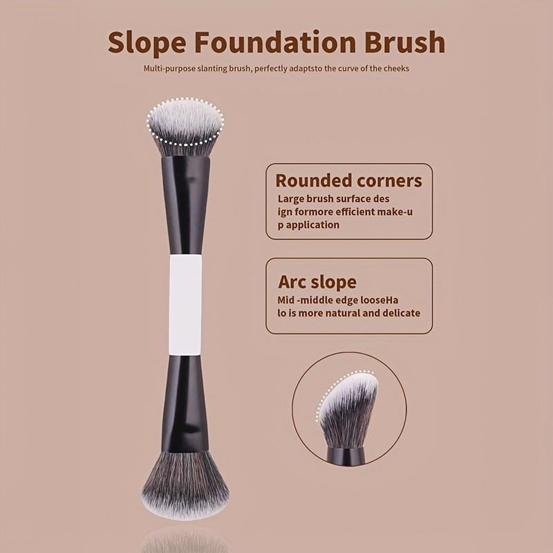 4-Piece Dual-Ended High-Quality Makeup Brush Set, Soft Fluffy Foundation, Contour, Eyeshadow, Blush Brushes, Beauty Tools