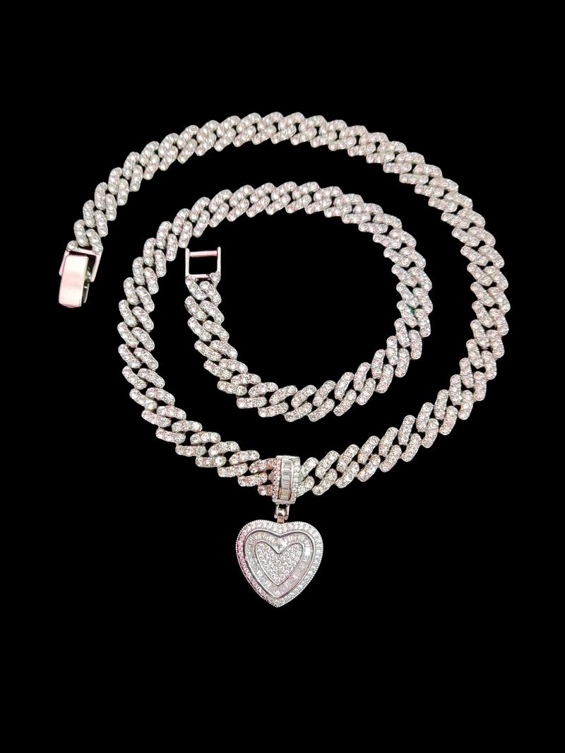 1Piece Women Hiphop Love Heart Shape Pendant Necklace Fashion Vintage Hip Hop Necklace Is Perfect For Party Or Everyday Lovers' Gifts Jewel Necklace