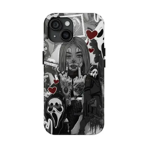 Y-Dark and Cool Girl Phone Case,Gothic style phone case,for iPhone18 17 16 15 14 13 12 11Pro Max,for SamsungS26 S25 S24 S23 S22 Ultra,Protective Cover,give her/him a gift for Christmas and Thanksgiving