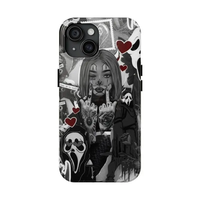 Y-Dark and Cool Girl Phone Case,Gothic style phone case,for iPhone18 17 16 15 14 13 12 11Pro Max,for SamsungS26 S25 S24 S23 S22 Ultra,Protective Cover,give her/him a gift for Christmas and Thanksgiving