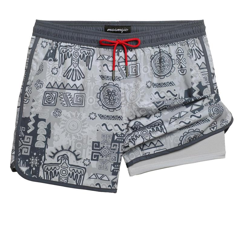 Vintage Dragon Orange 4.5" Swim Trunks - Comfortable Fit, Authentic Design with Classic Dragon Pattern, Elastic Waistband with Drawcord, Pockets Swimming Shorts Men Beach