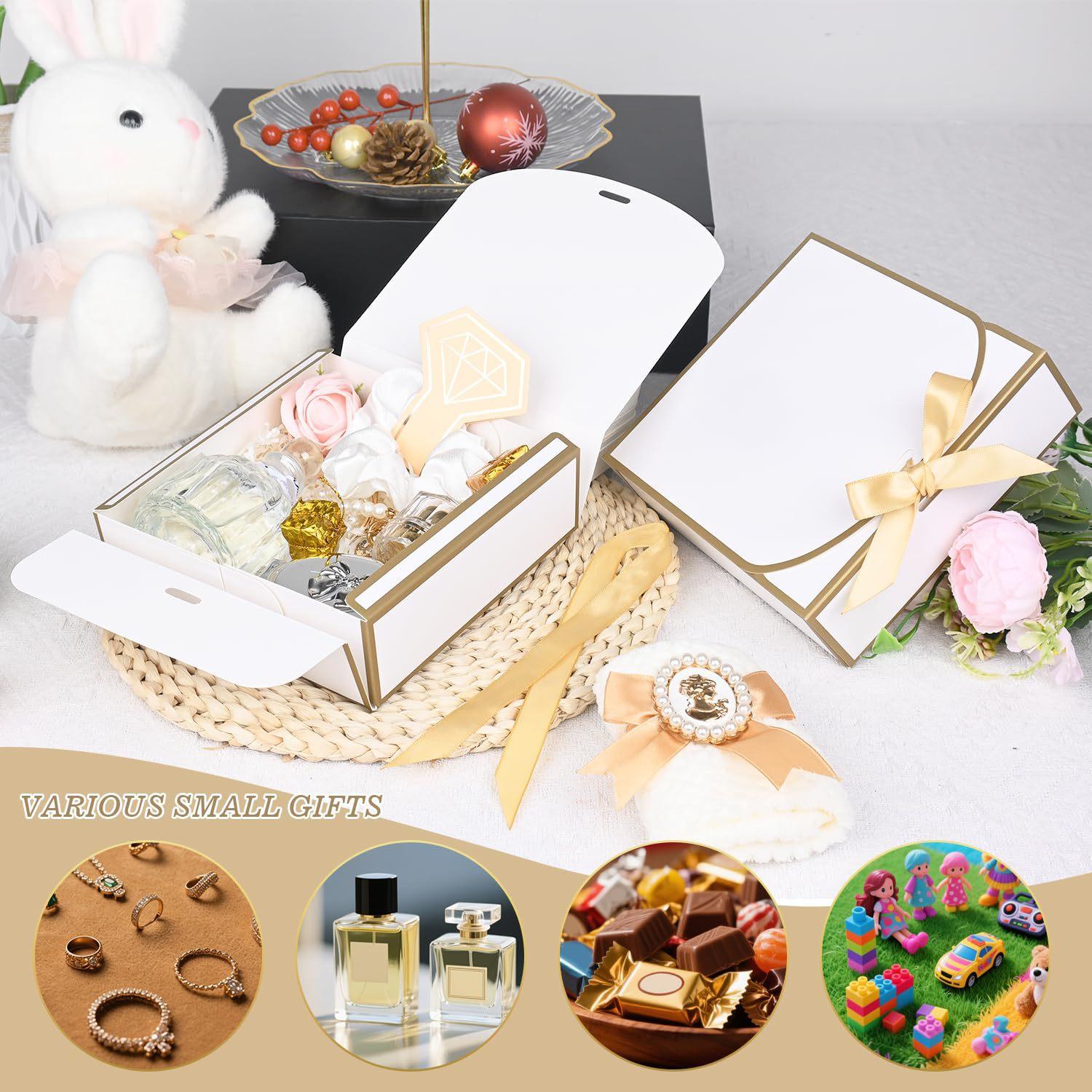 Gift Box Set With Lids, Deluxe Black Gift Box With Ribbon, Proposal Boxes, Best Man Proposal Boxes, Bridesmaid Boxes, Chocolate Candy Boxes For Graduation Gifts. Gift Boxes With Bow Ribbon Packaging Suitable For Weddings, Engagements, Birthday