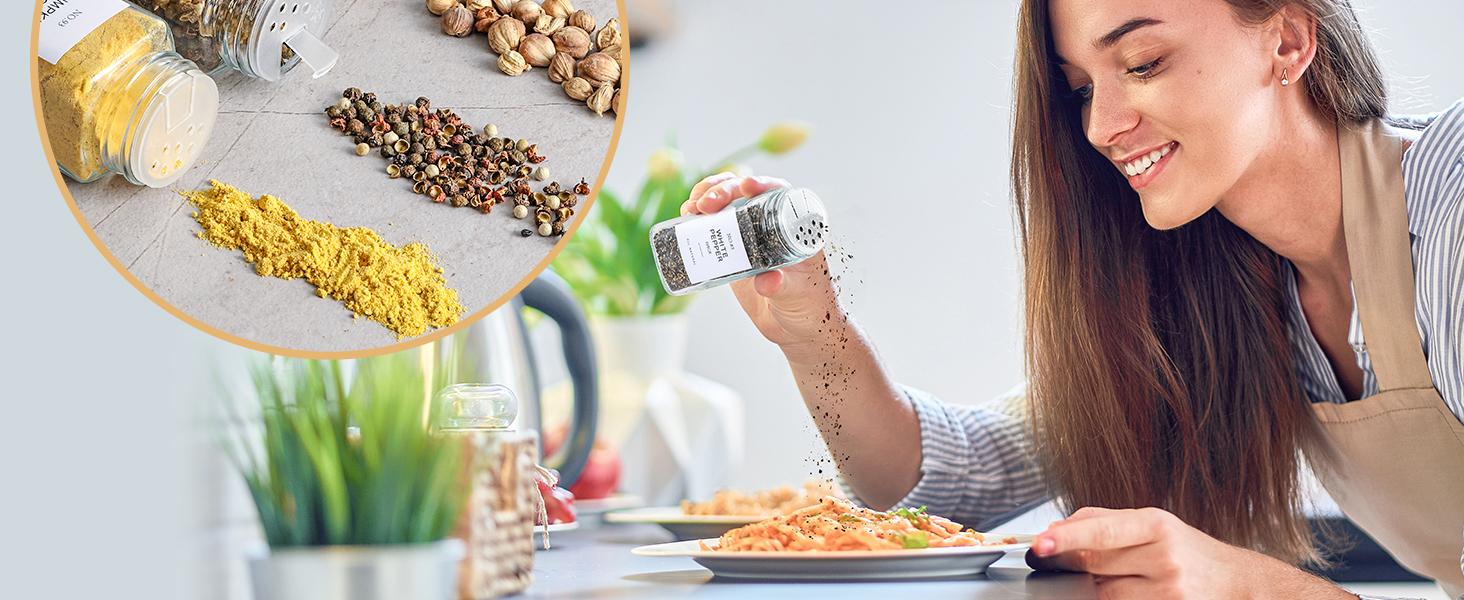 36Pcs Glass Spice Jars with Bamboo Lids – 4 oz Jars with Labels & Funnel for Kitchen Storage Container Set Transparent