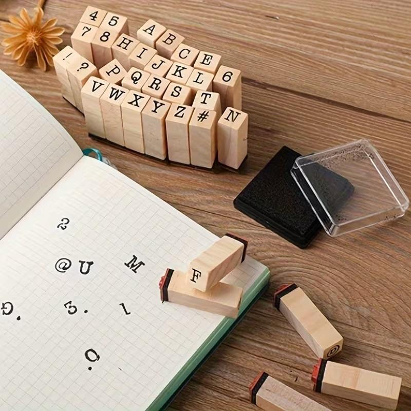Wooden notebook stamp set | Includes basic styles with months, numbers and English, rubber surface is clear and easy to imprint, suitable for decorating notebooks and adding embellishments to various scenes