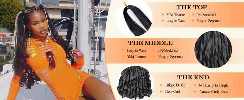 Synthetic French Curl Braiding Hair for Black Women 22Inch 8Packs Curly Braiding Hair for Box Braids 75g/Pack Bouncy French Curly Braiding Hair Extensions (22Inch,8 Packs,33#)