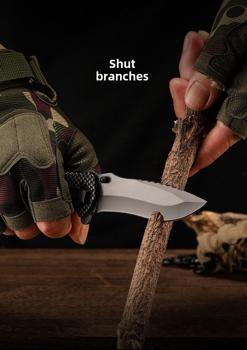 Camping stainless steel fruit knife high hardness sharp folding knife outdoor multi-function knife self-defense portable survival knife Christmas gift