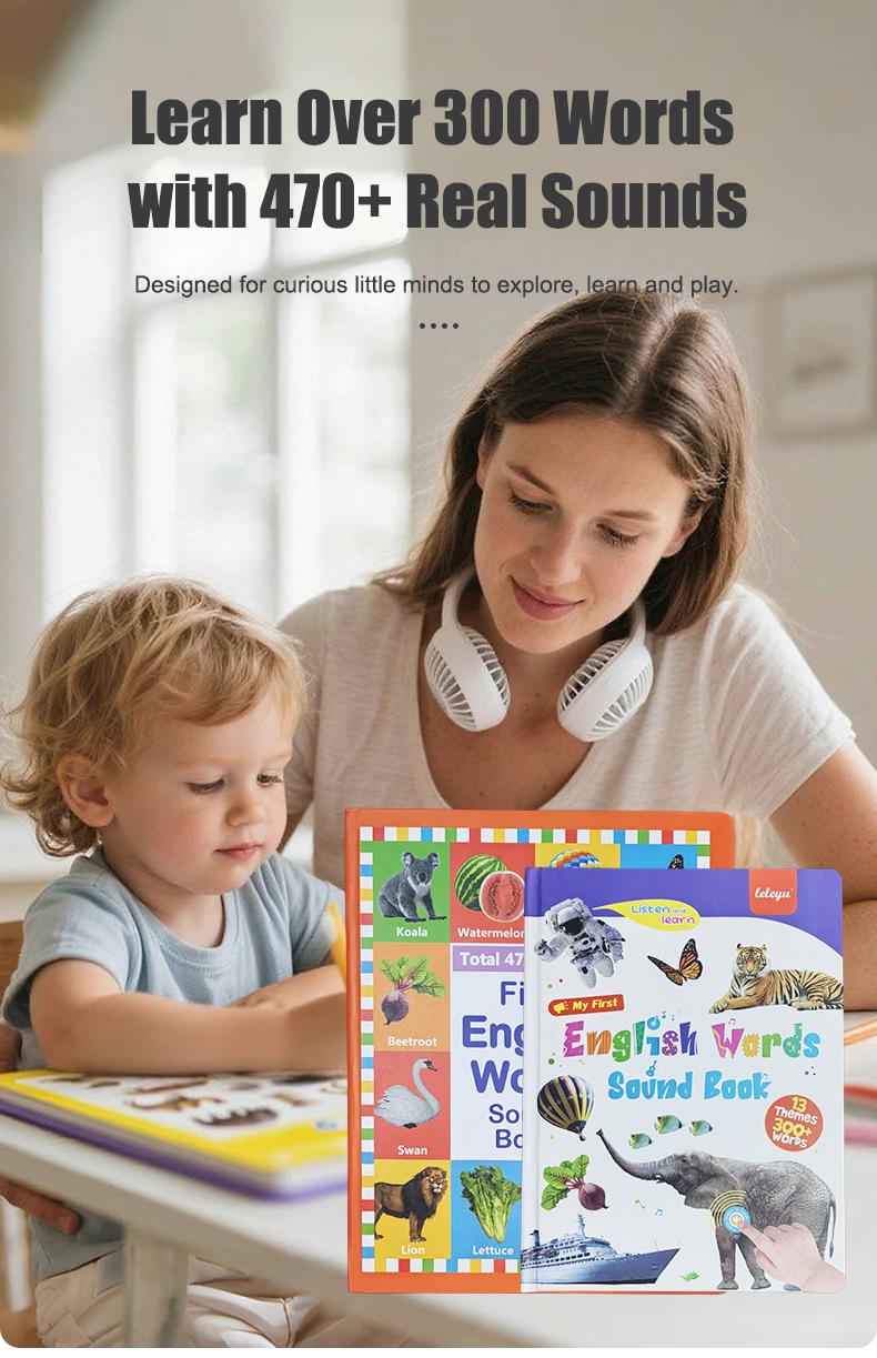 The 2026 new edition of "My First English Word Pronunciation Book" contains over 470 words and 21 themes. It is an interactive toy suitable for children aged 1 to 9, an ideal gift for schools and education, with piano keys and sound effects. Book.