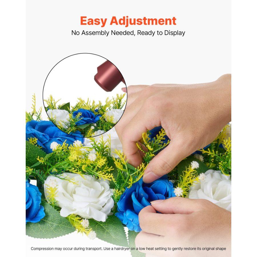 VEVOR Flower Ball Arrangement Bouquet 10 PCS, 19.6x 8.6 Inch Artificial Flower Balls Wedding Table Centerpieces, Faux Rose Arrangements for Wedding Centerpiece Home Decoration, Blue and White Roses
