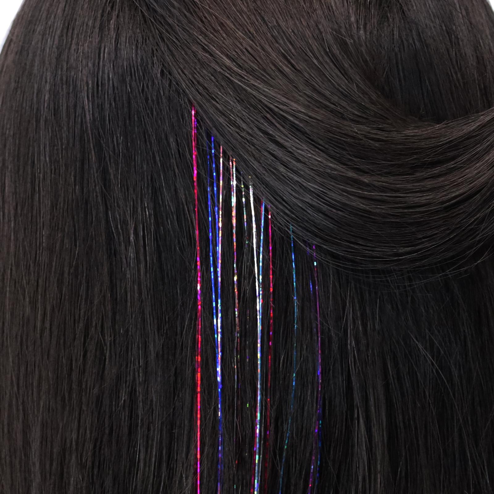 Sunny Hair Tinsel，6pcs Clip in Hair Tinsel 20inch with Clips,Fairy Hair Saprkle Strands