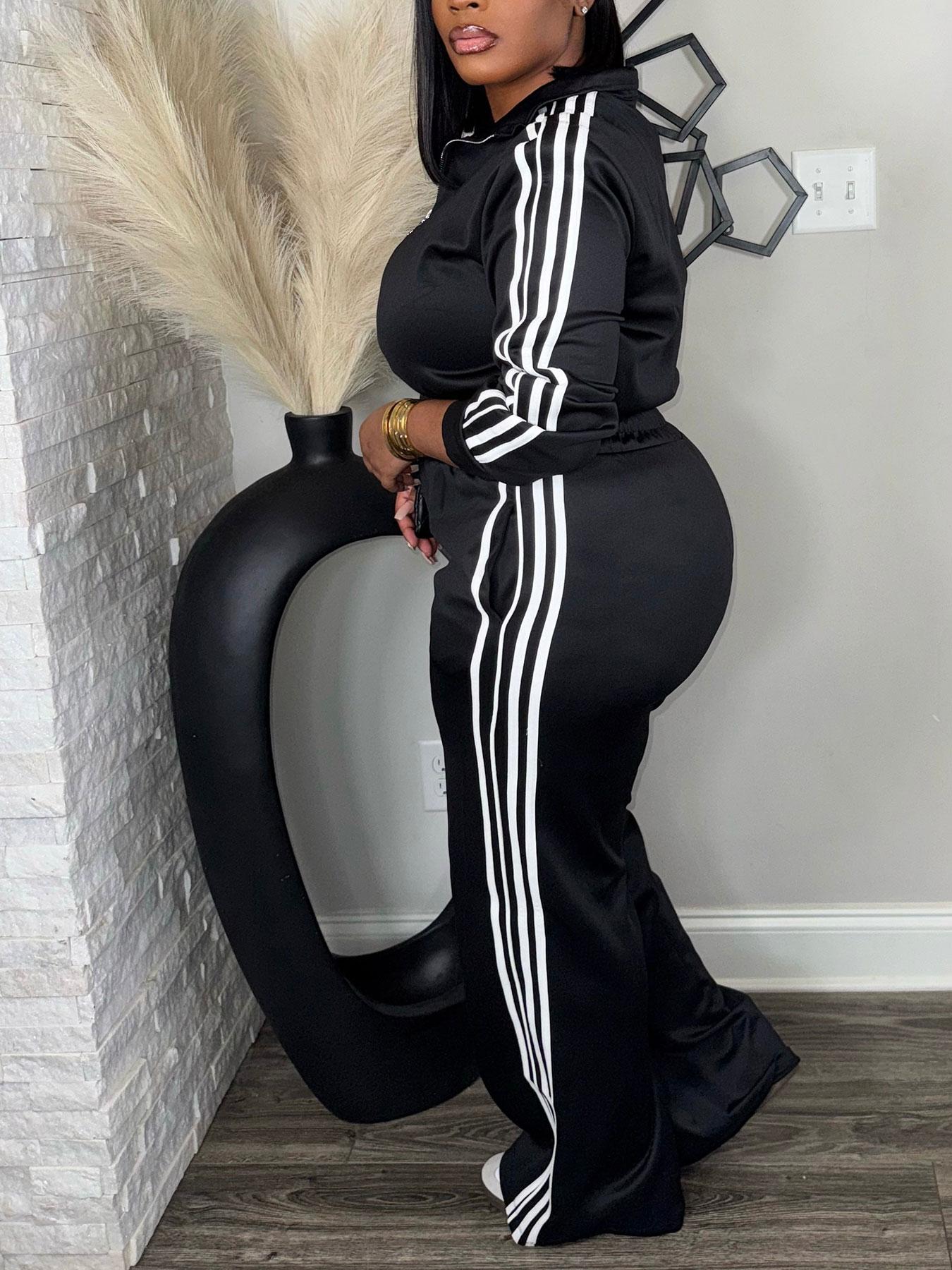 Plus Size 2 Piece Tracksuit Set for Women – Zip Up Long Sleeve Jacket and High Waist Pants, Casual Streetwear Outfit, Plain Tracksuit Set
