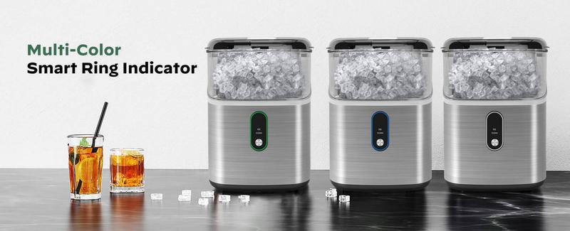 Silonn Ice Maker Countertop, Chewable Chrunchy Soft Ice, 33 lbs per Day, Self-Cleaning with handle, Portable Design, Kitchen Gadget, Xmas Gift Choice, Ideal for kitchen, family office, party, bar, Sonic Hospital Style Ice