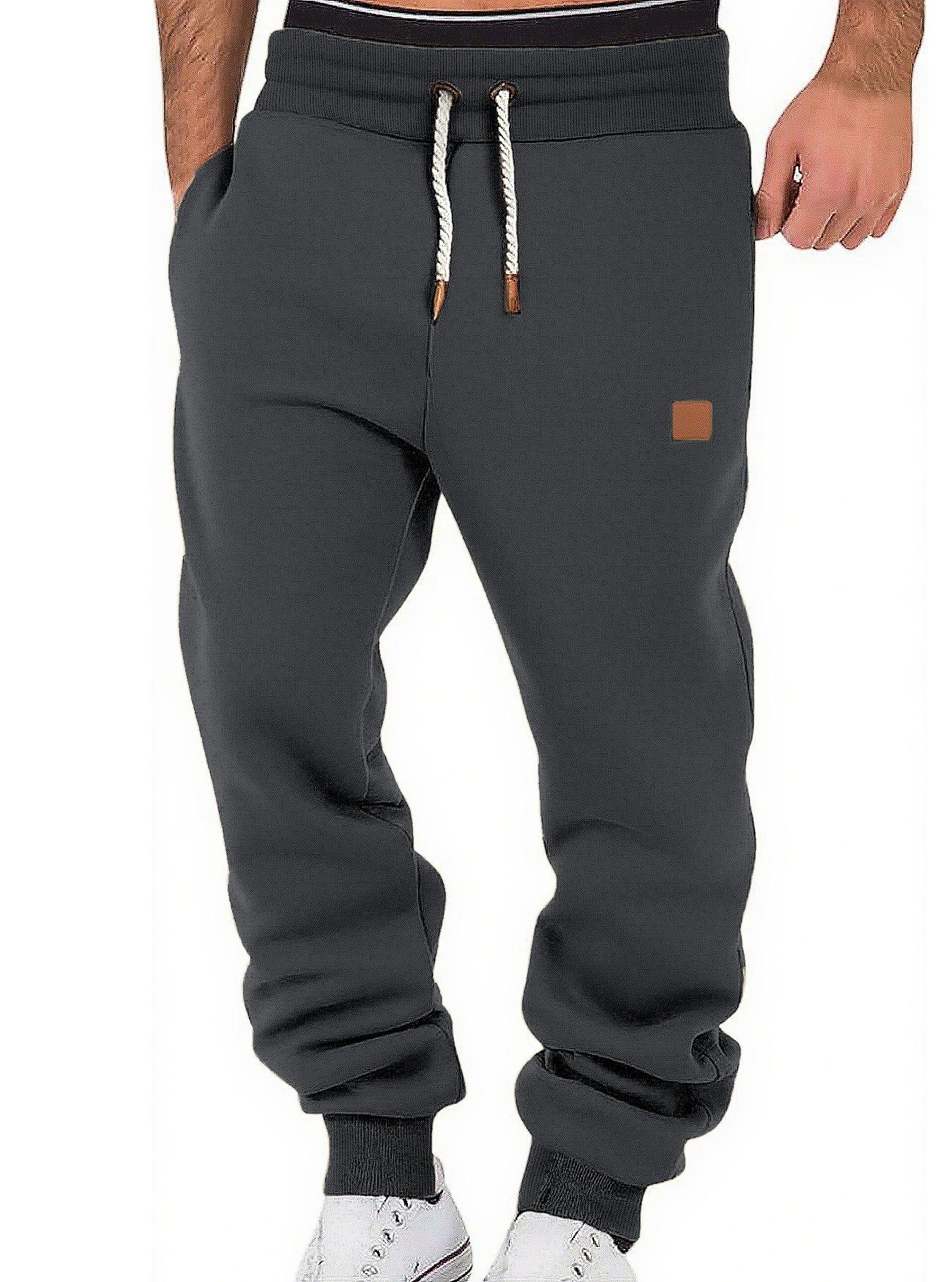 Men'S Solid Color Relaxed Stacked Sweatpants Cuffed Jogger Street Sports Casual Long Trousers