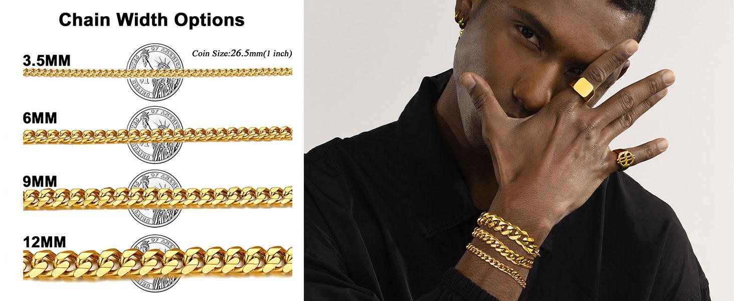 FindChic Cuban Link Chain Bracelets Stainless Steel Chain Hip Hop Bracelets Unisex Chunky Bracelets Jewelry For Women Men Girlfriend Boyfriend