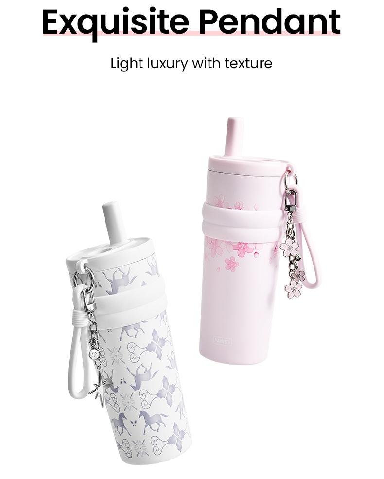 YANIS 3 Large-capacity Outdoor High-visibility Style Ladies and Gentlemen Universal Fashionable Picnic Insulated Cup-C003 Drinkware Flasks 550ml 316L Inner Liner Portable Tumbler Mug Bottles Bottled C003-White Water Bottles