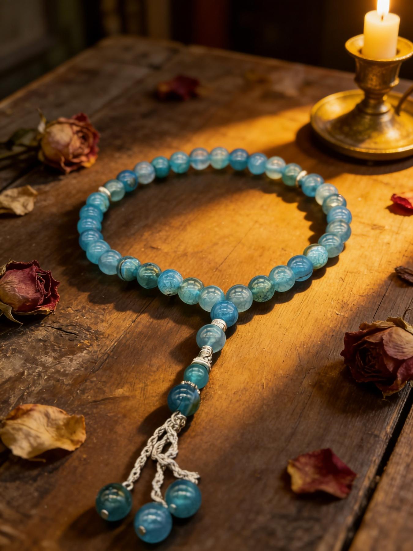 Blue Dragon Pattern Agate Bead Bracelet, Vintage Tibetan Buddhist Jewelry, Lucky Charm Accessory, Perfect Gift for Couples and Friends