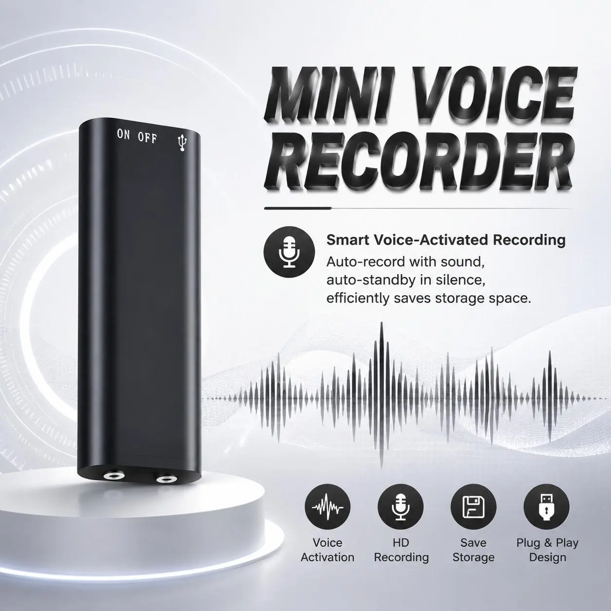 1‑Piece Digital Voice Recorder Device, 8GB Storage Recording Pen Unit, Ultra‑Thin Portable Audio Hardware, MP3 Playback Function, Battery Not Included