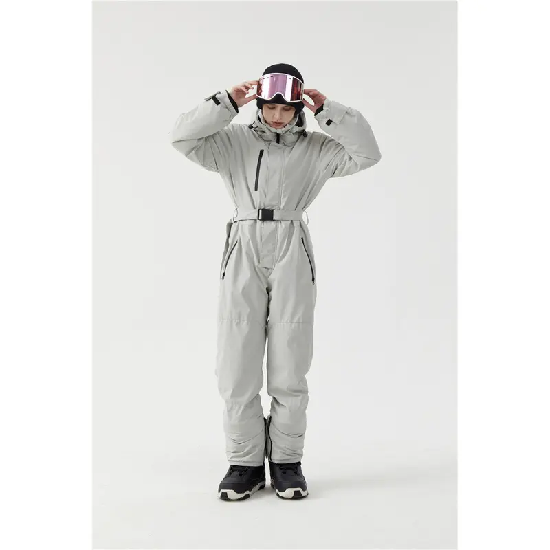 Women's Solid-Color 1-Piece Ski Suit - Waterproof, Windproof, Thickened, Loose-Fit Outdoor Outfit for Skiing, Snowboarding