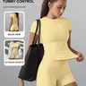 Women's Plain Color Set, Basic Versatile T-Shirt Top, Fashion Multi-Purpose High Waist Sporty Shorts, Yoga Fitness Clothing, Date Night Wear
