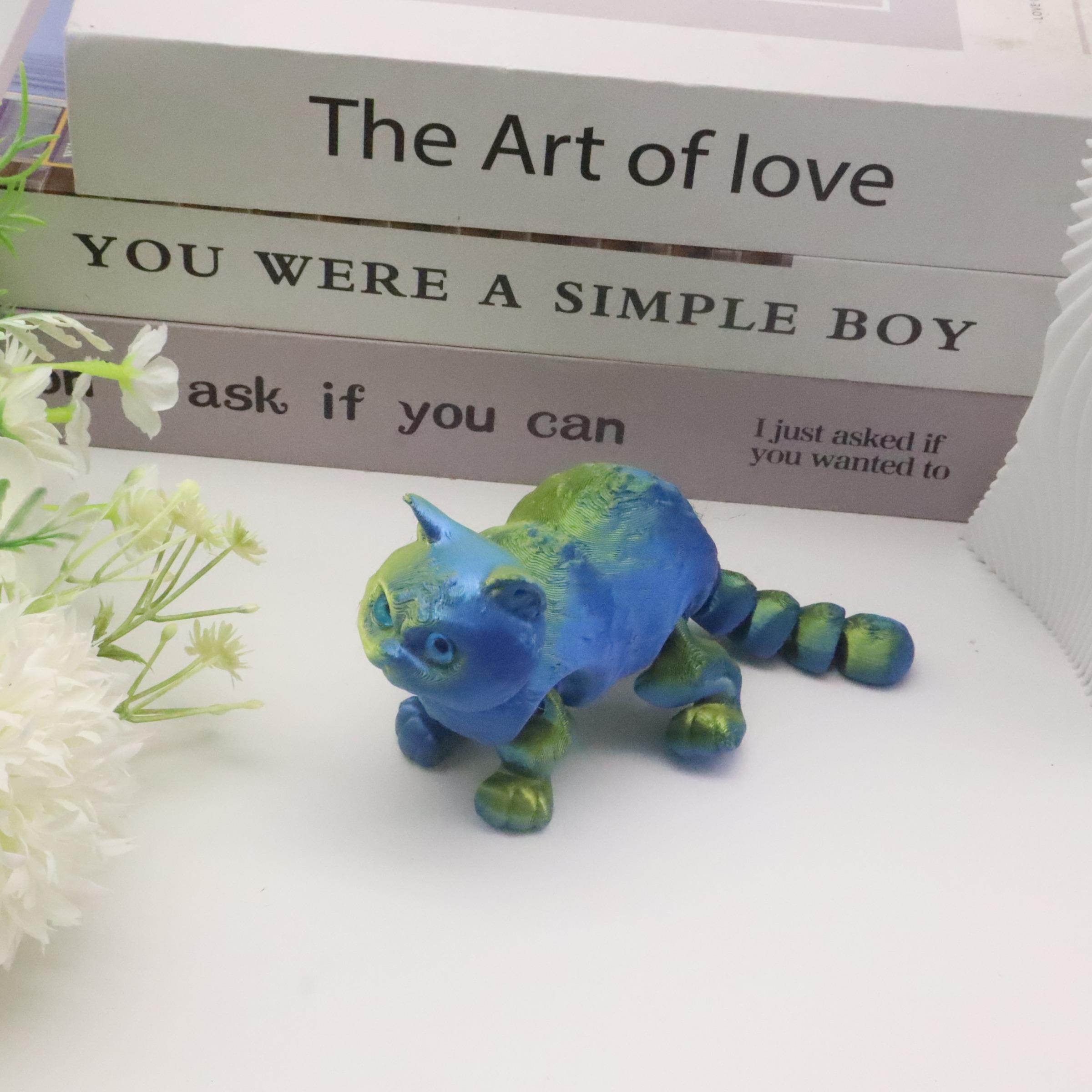 3D Printed Short Hair Cat Figurine, 36cm Rainbow Gradient, Moving Joints, Decorative Fidget Figurine, Perfect Home Decor, Birthday Gift, Christmas Present