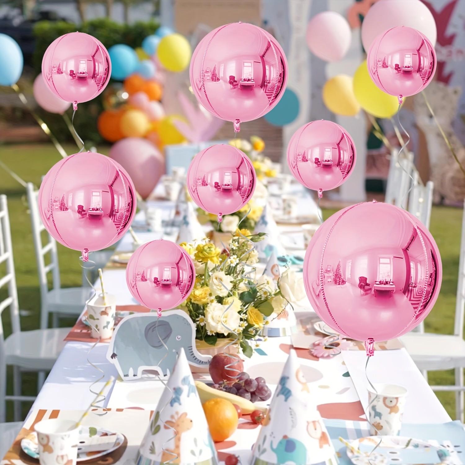 20pcs 4D Ball Polyester Film Balloons, 55.88cm 38.1cm 25.4cm, Large Metal Pearl Powder Balloons, Chrome Plated Decorative Balloons