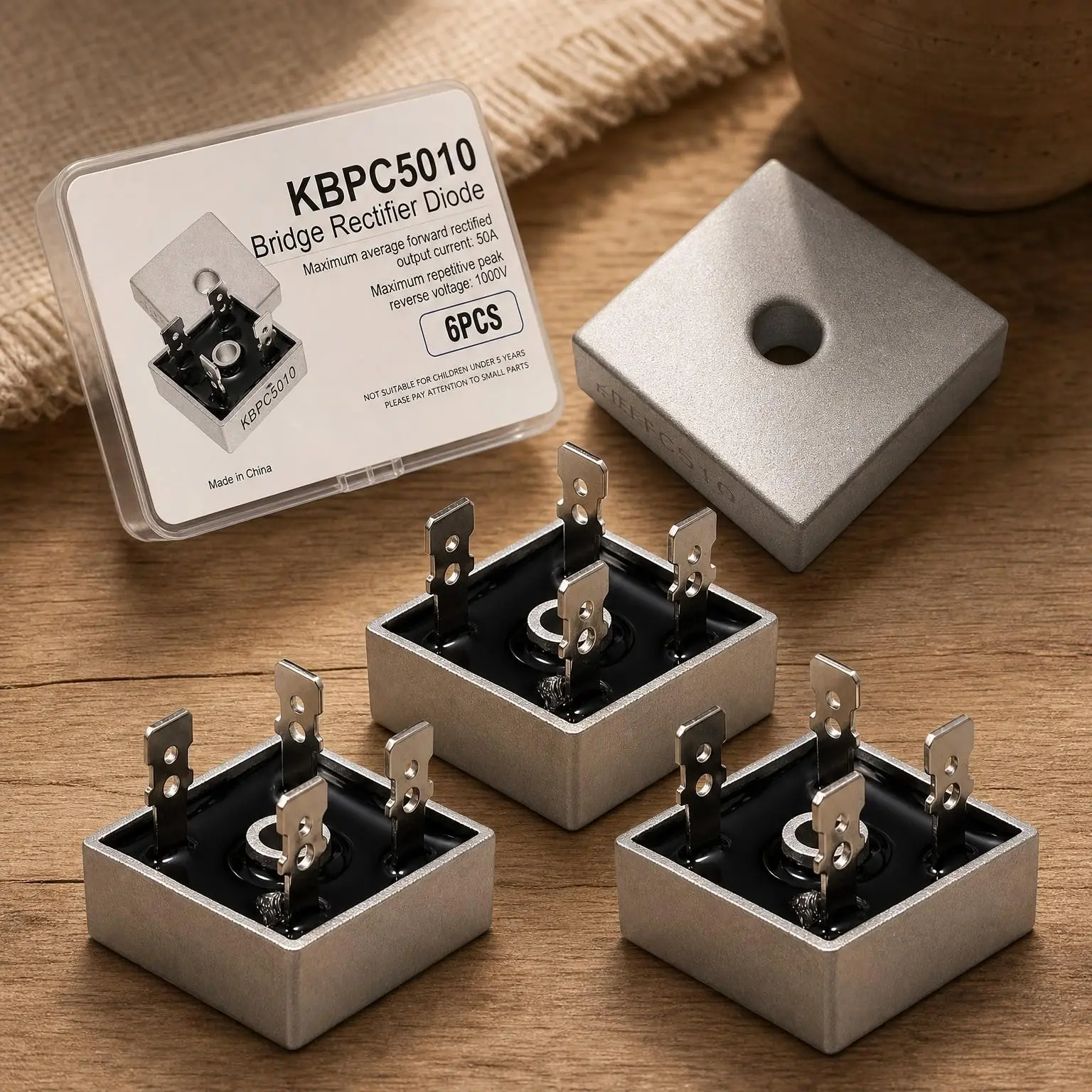 6PCS 50A 1000V Bridge Rectifier Diode Single-Phase AC to DC Power Conversion KBPC Package