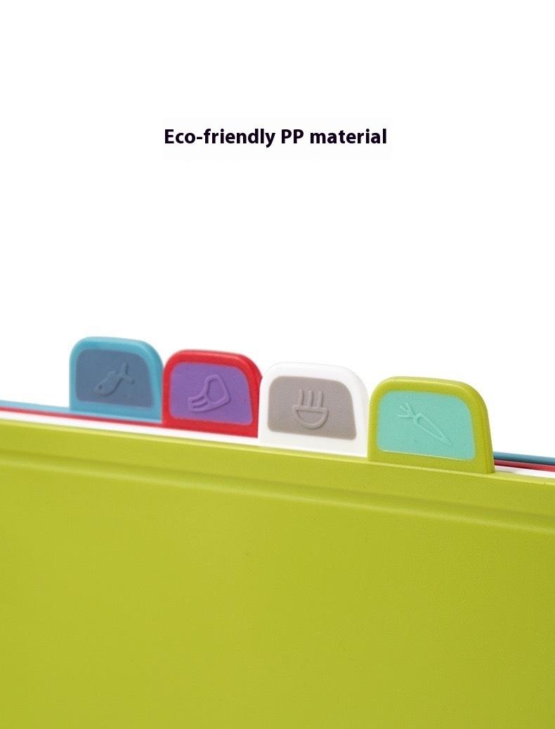 Color Coded PP Plastic Cooking Cutting Board Set Kitchen Multi Functional Chopping Boards for Fruits Vegetables Meat Dishwasher Safe Non Toxic