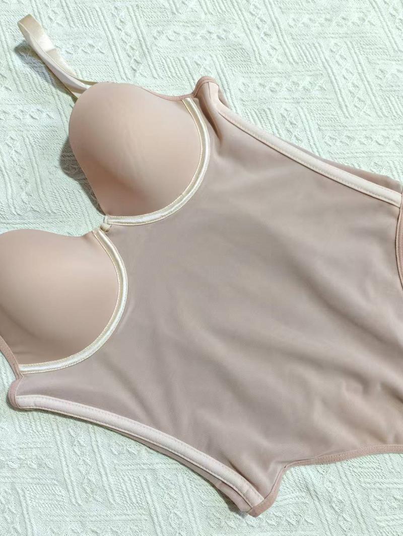 Elegant Women's Plain Color Adjustable Strap Bodysuit, Abdominal Control Shapewear, Comfortable Fit for Daily Wear