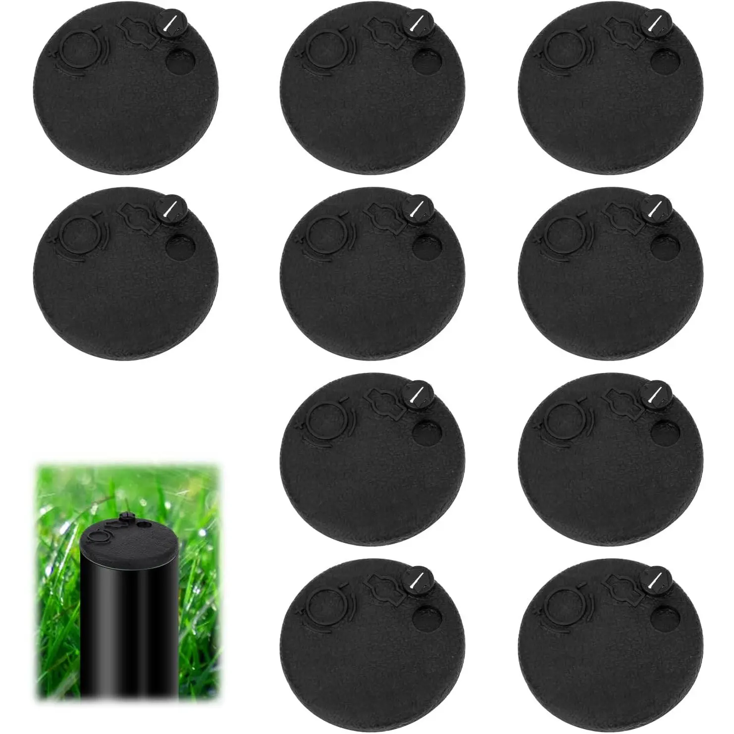 10 count Sprinkler Rubber  Caps Compatible with Hunter PGP Rotor, Irrigation System Protective Covers Sprinkler   Adjustment Tool for Lawn Yard & Garden (Black)