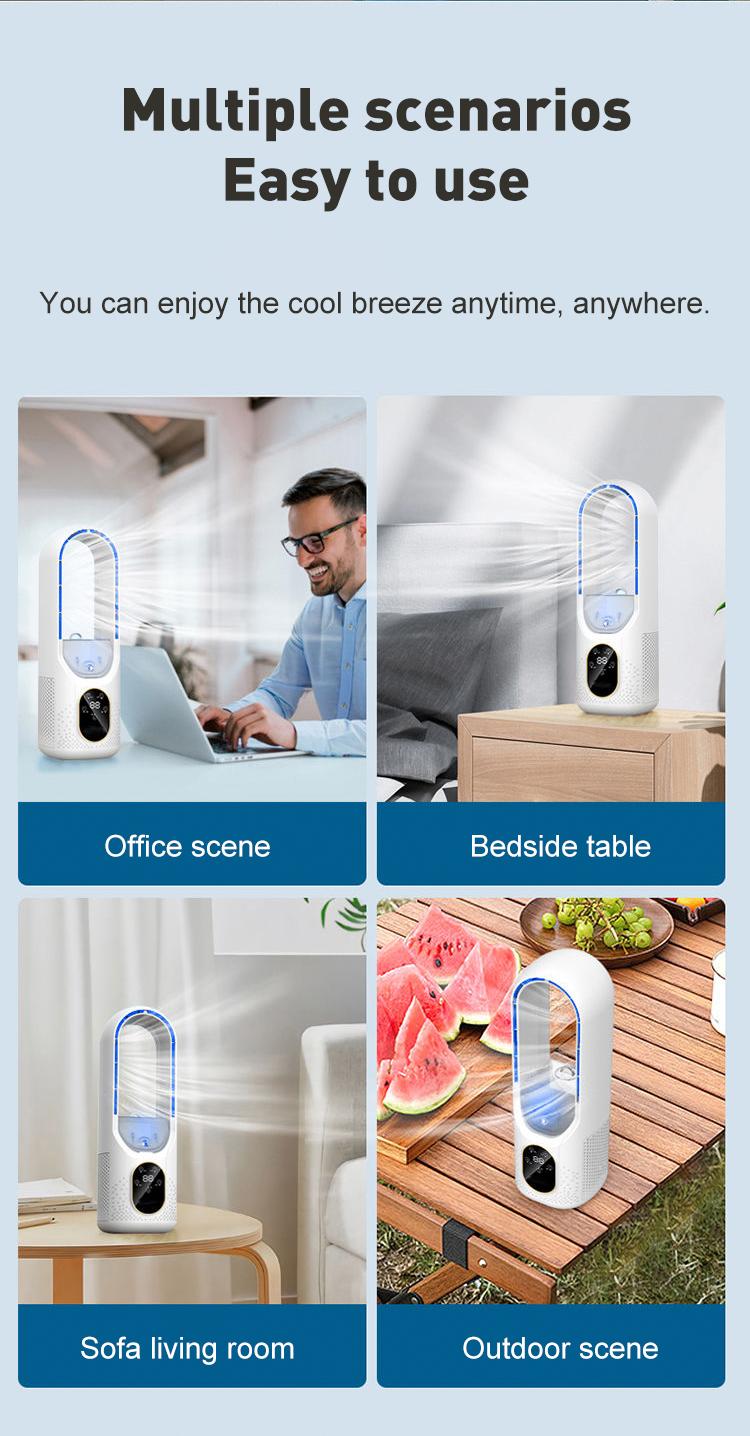 Mini Desktop Fan, Office Cooling Humidifier, Leafless Spray Cooler, USB Cold Fan, Energy Efficient, Perfect for Home & Office Use