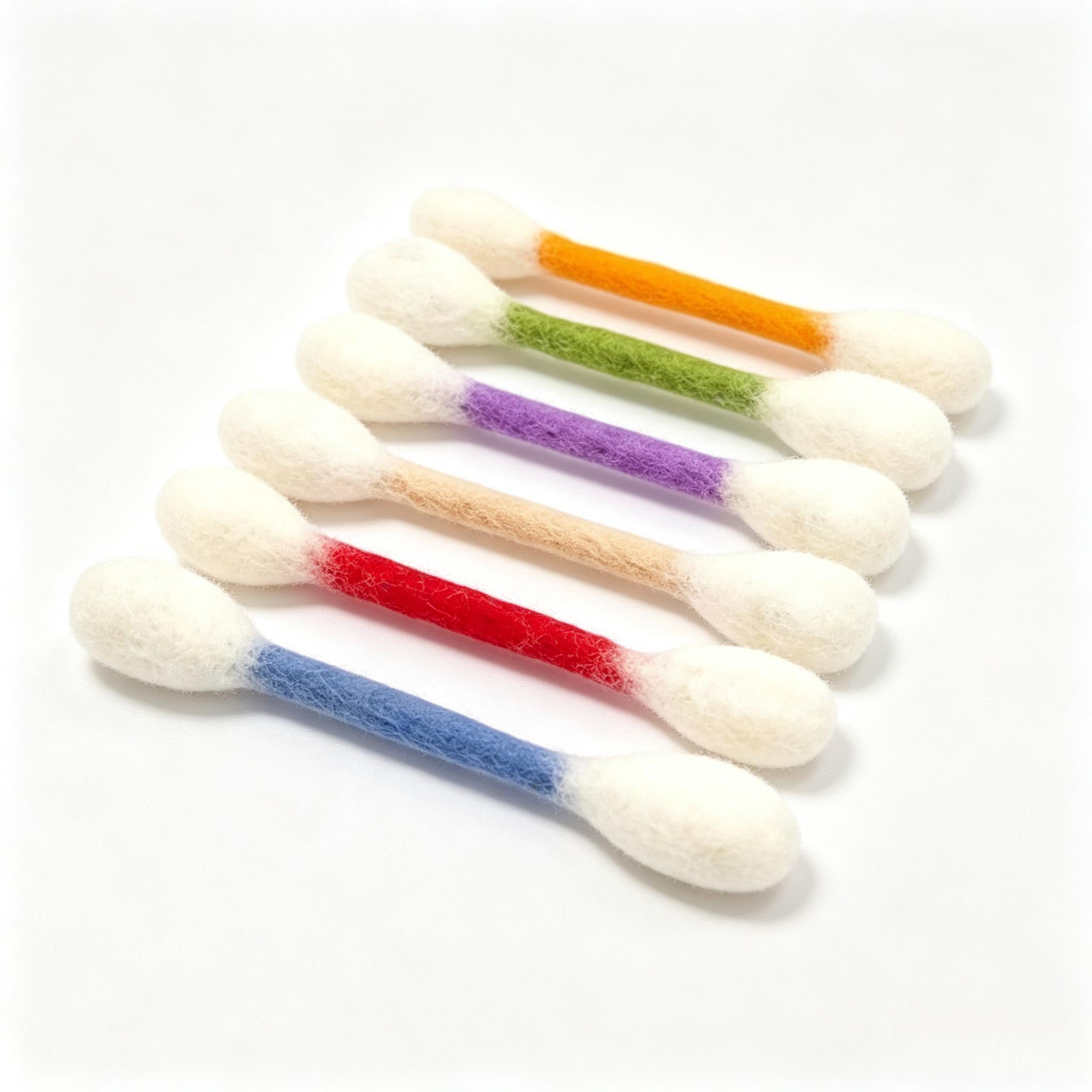 6 Pack Giant Cotton Swab Shaped Cat Toys, Soft Felt Teething Sticks, Durable Interactive Indoor Kitten Chew Toys, Anxiety & Boredom Relief Pet Accessories, Dental Cleaning Play Toys for Daily Cat Entertainment-YY1