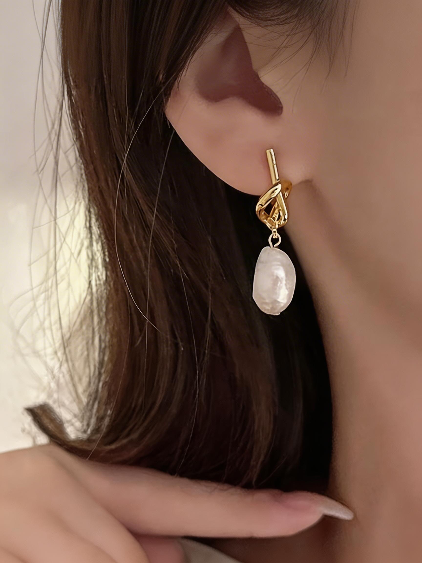 Elegant Simulated Pearl Earrings Set, French Style Minimalist Design, Perfect Gift for Women, Ideal for Daily Wear & Parties