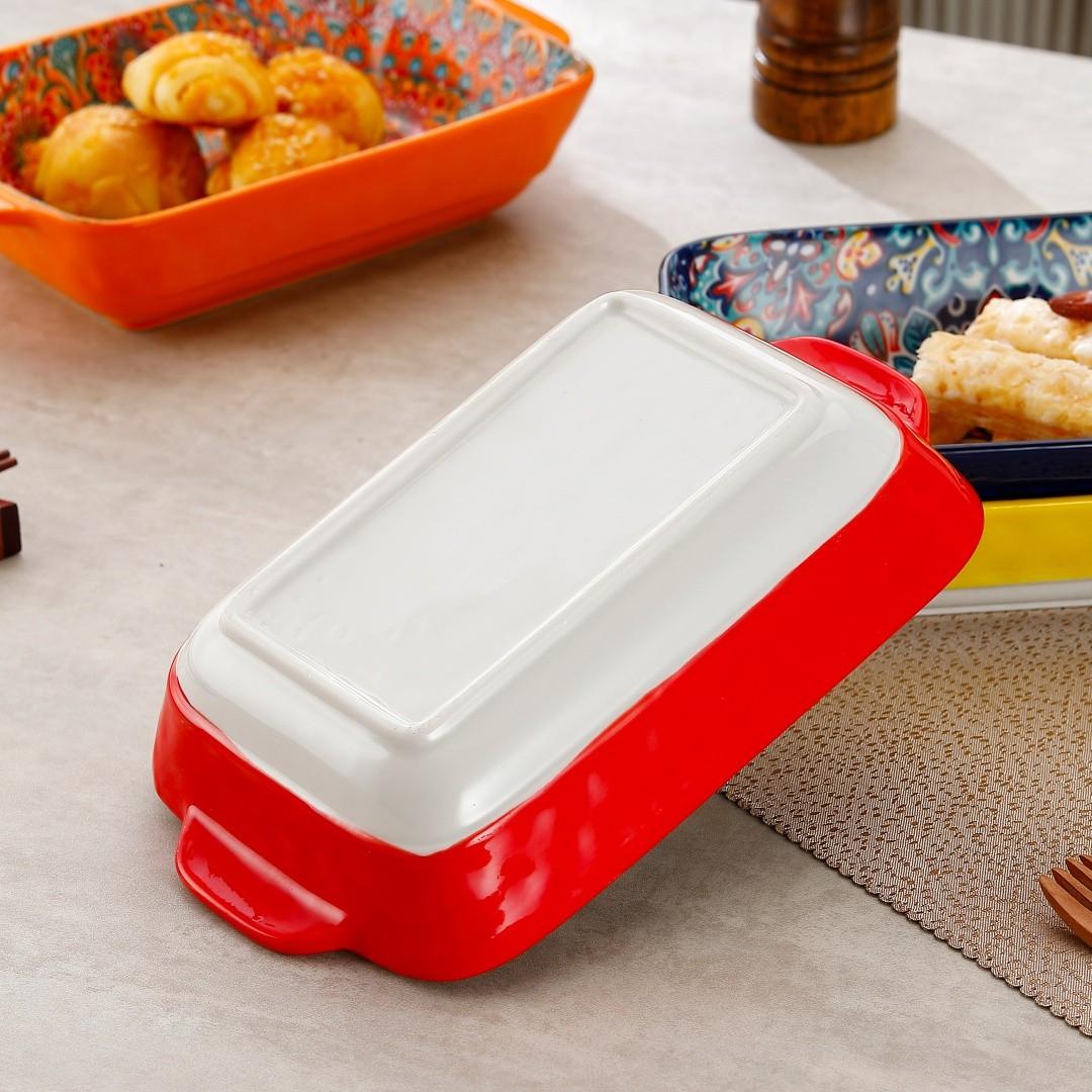 4pcs Rectangular Baking Set Bakeware with Dual Handles, Serving Plates for Sushi Dessert Salad, Microwave Oven Safe, Home Kitchen Use