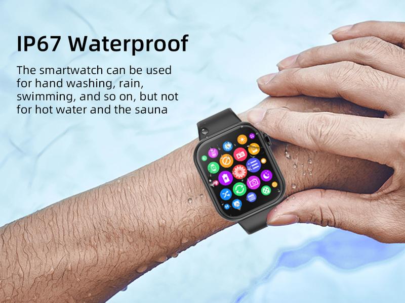 Mingdaln Men's Women's Smart Watch 1.83 Inch Touch Screen Fitness Watch with Fitness Tracker, Heart Rate/Sleep/Oxygen/Blood Pressure, IP67 Waterproof Sports Watch for Android Ios Devices