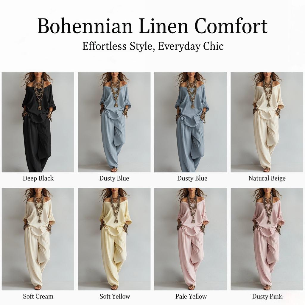 Women's 2-Piece  Set, Summer New Casual Elegant Commuting Outfit with Loose 7-Quarter-Sleeved Top and Wide-Leg Pants
