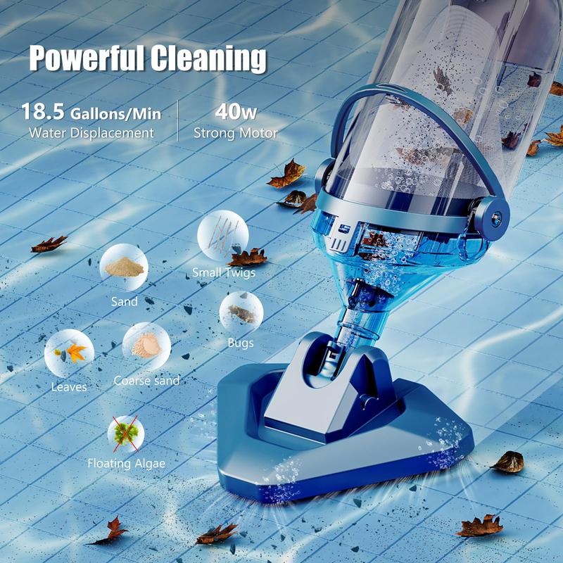 【10-OFF!!!】Ehulk Pro Cordless Pool Vacuum- 18.5 GPM Powerful Suction, 70min Runtime & 13.4" Wide Head, XL Capacity Handheld Rechargeable Pool Cleaner for Inground/Above Ground Pools with Telescopic Pole (Blue) 【10-OFF!!!】Ehulk Pro Cordless Pool Vacuum- 18.5 GPM Powerful Suction, 70min Runtime & 13.4" Wide Head, XL Capacity Handheld Rechargeable Pool Cleaner for Inground/Above Ground Pools with Telescopic Pole (Blue)