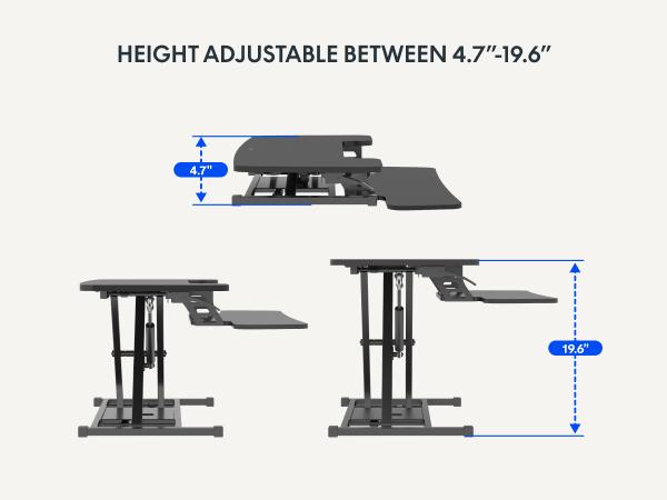 【TikTokShopBlackFriday】Height Adjustable Standing Desk Converter, Sit-to-Stand Desk Riser U-Shape with Spacious Removable Keyboard Tray, 2-Tier Desktop Computer Workstation in Black  Color