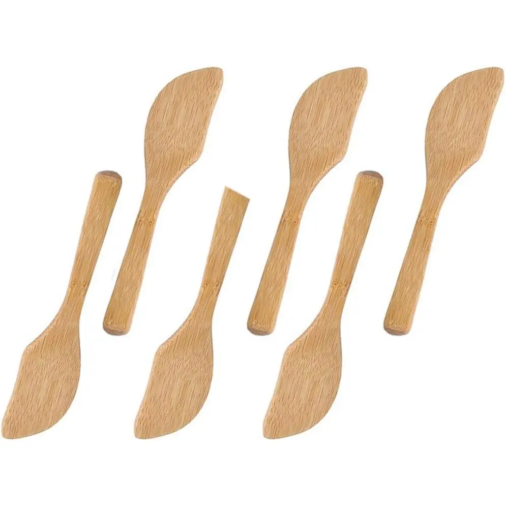 6Pcs Bamboo Butter Knife Spreader Spatula Kitchen Gadgets for Sandwich Cream Cheese Bread Bakery Cake Jam Dumpling Filling Tool