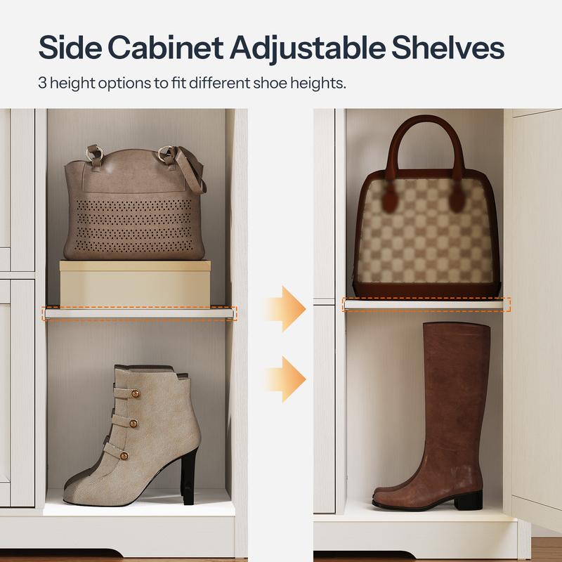 HOOBRO Farmhouse Shoe Storage Cabinet, Shoe Cabinet Storage for Entryway, Freestanding Shoe Organizer with 2 Flip Drawers, Narrow Shoe Cabinet with Adjustable Side Cabinet, White and Walnut#springtok HOOBRO Farmhouse Shoe Storage Cabinet, Shoe Cabinet Storage for Entryway, Freestanding Shoe Organizer with 2 Flip Drawers, Narrow Shoe Cabinet with Adjustable Side Cabinet, White and Walnut#springtok