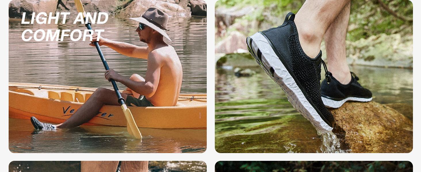 ALEADER Men's Lightweight Quick Drying Barefoot Aqua Water Shoes with 3D Dual Cushion & XDRAIN Tech for Swimming, Hiking, Beach Sports, Kayaking, Diving, Outdoor Activities - Watershoes SpringStatements
